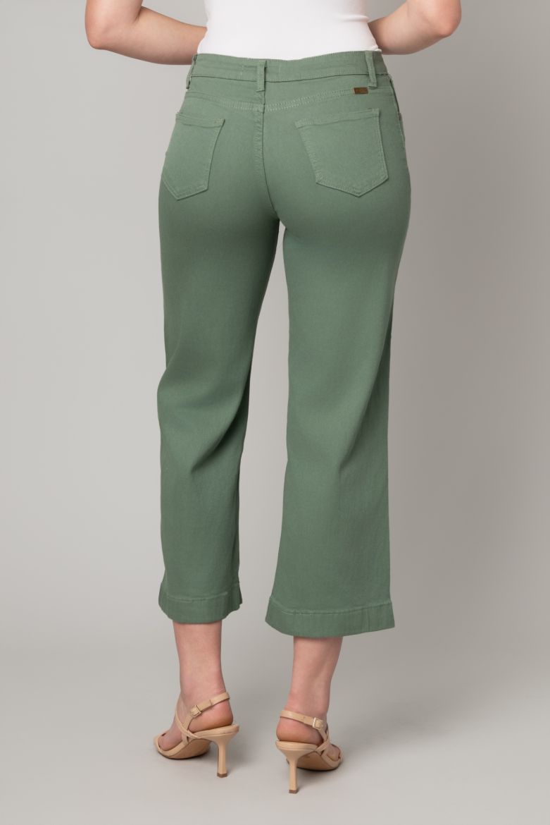 Taylor Twill Wide Leg Crop Jeans ~ Olive