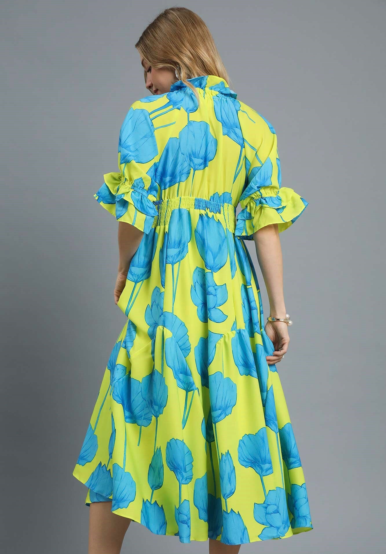 Cassidy Bloom Boldly Maxi Dress ~ Blue/Lime