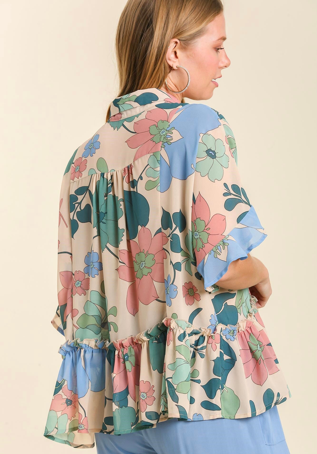 Sydney Floral Button Up Top ~ Mint