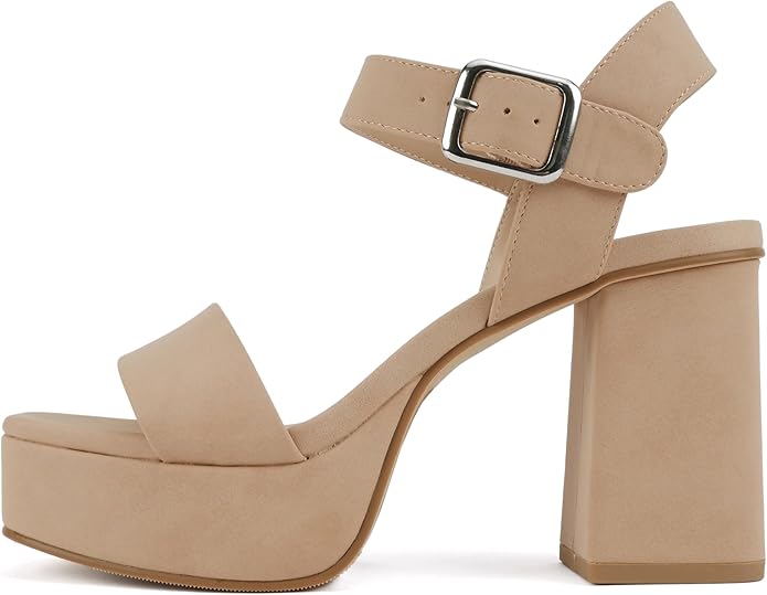Macey Ankle Strap Heel Sandal ~ Nude