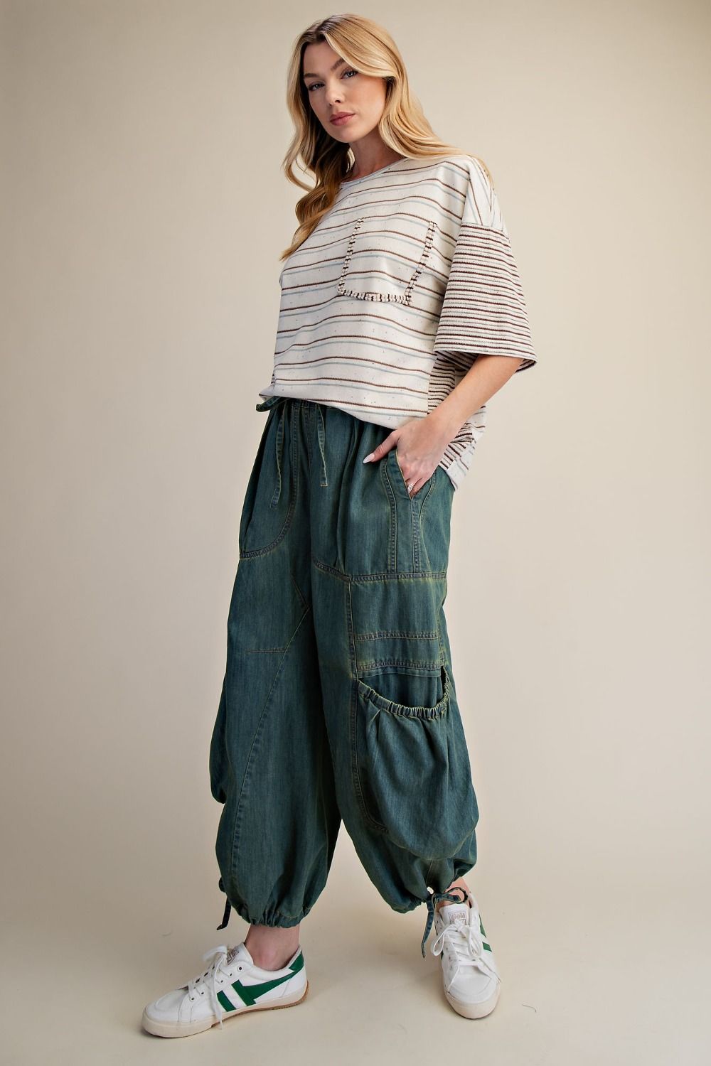 Paige Pocket Cargo Pants ~ Washed Denim