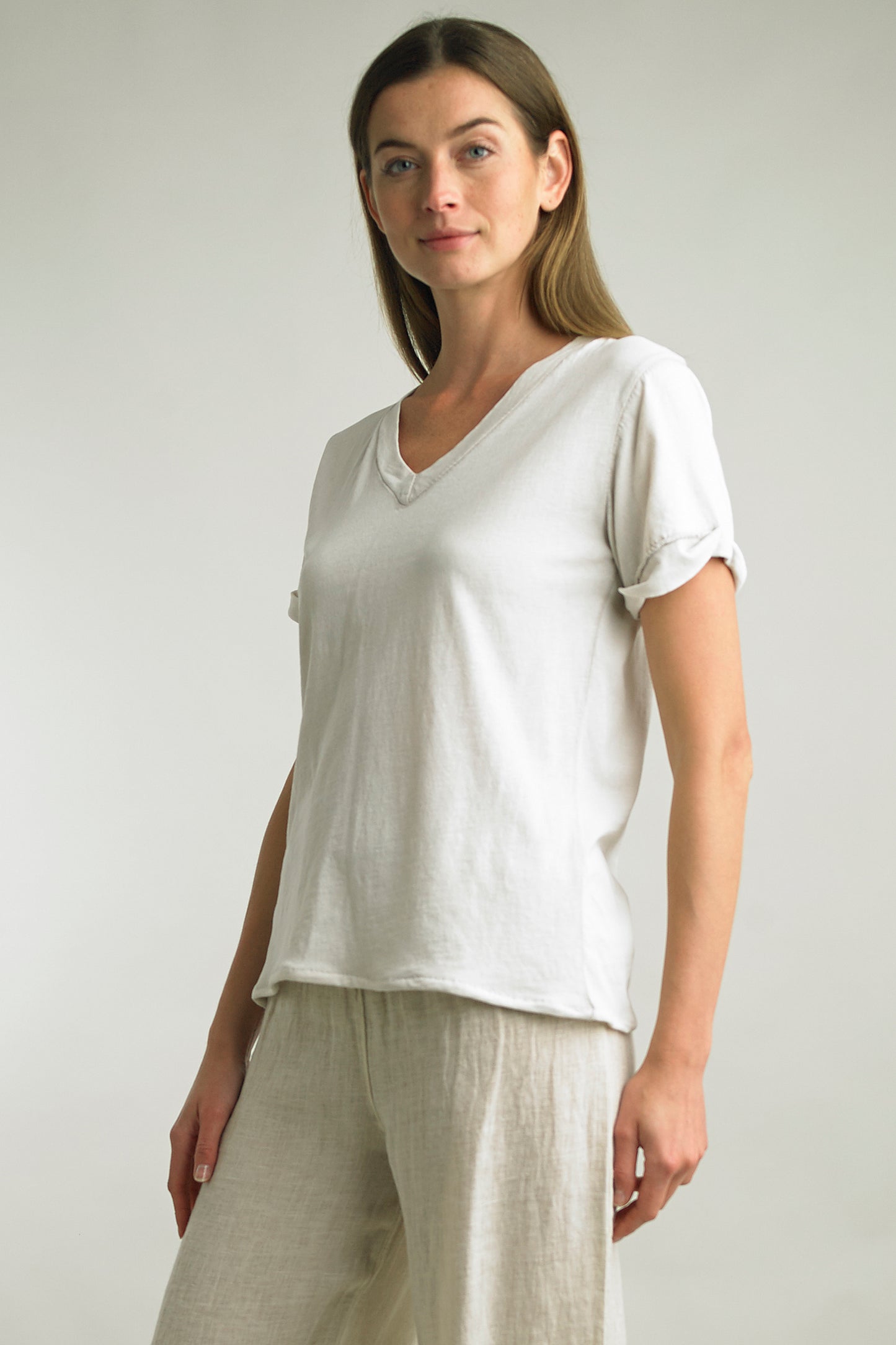 Savannah V Neck Tee ~ White