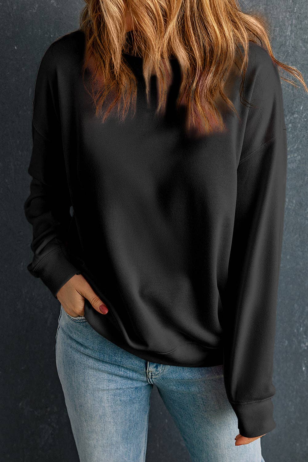 Courtney Scoop Neck Sweatshirt ~ Black