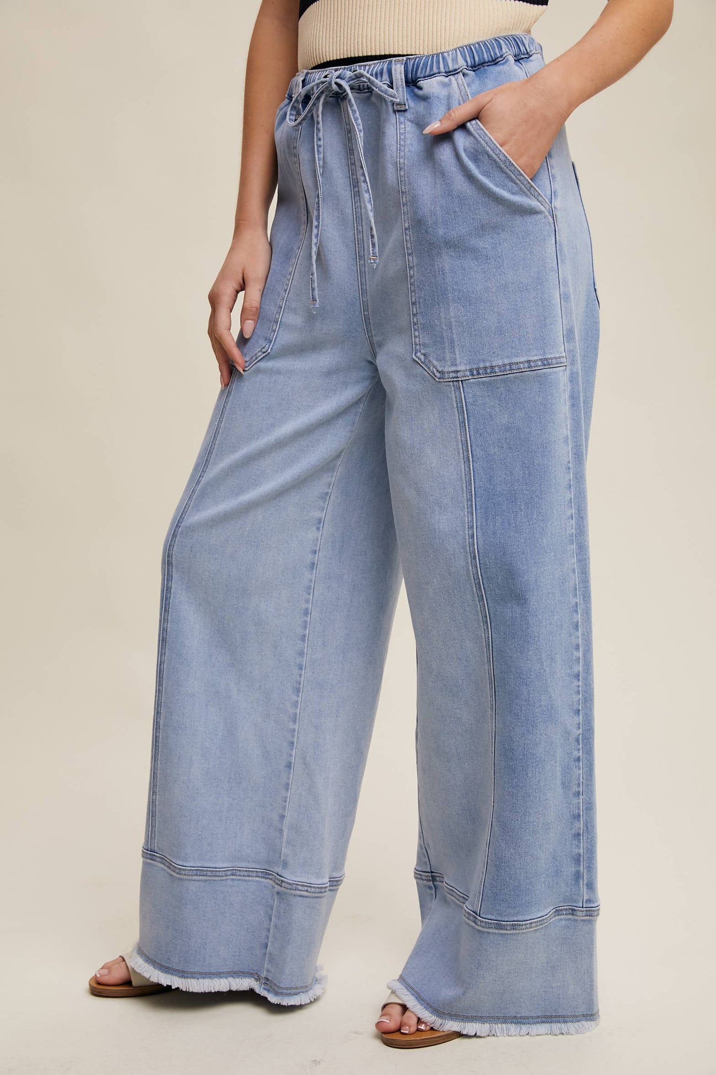 Ryleigh Relaxed Wide Leg Denim Pants ~ Cloud Wash
