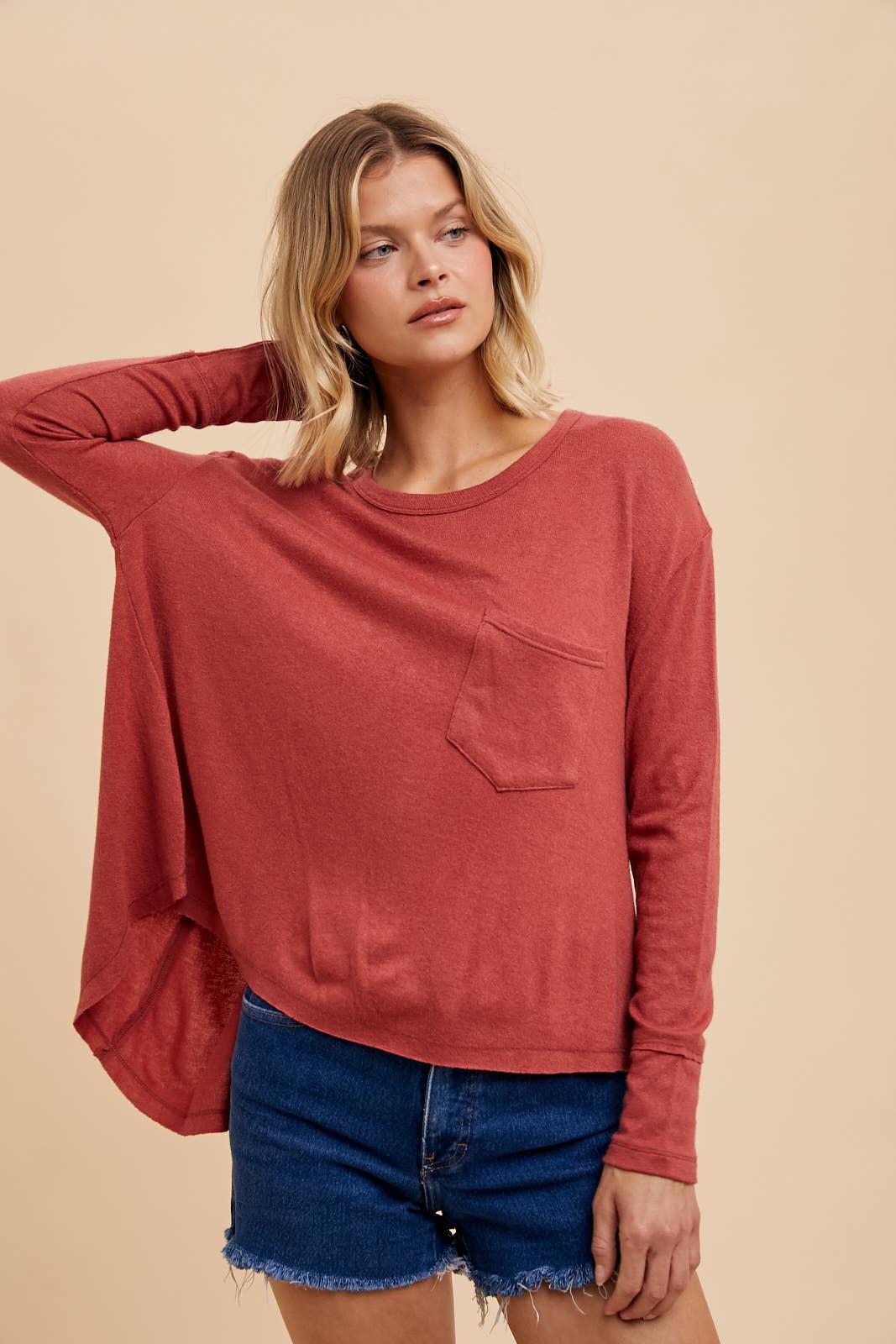 Heather Hi Low Exaggerated Back Ho Low Top ~ Burnt Ginger