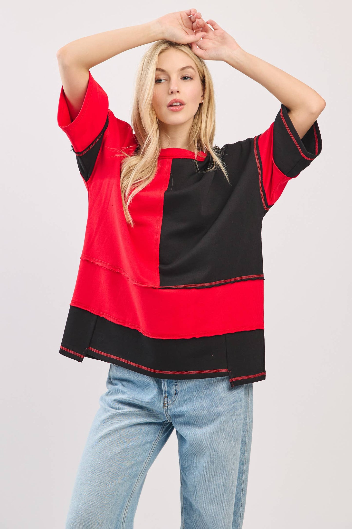 Georgia Color Block Gameday Tee ~ Red/Black