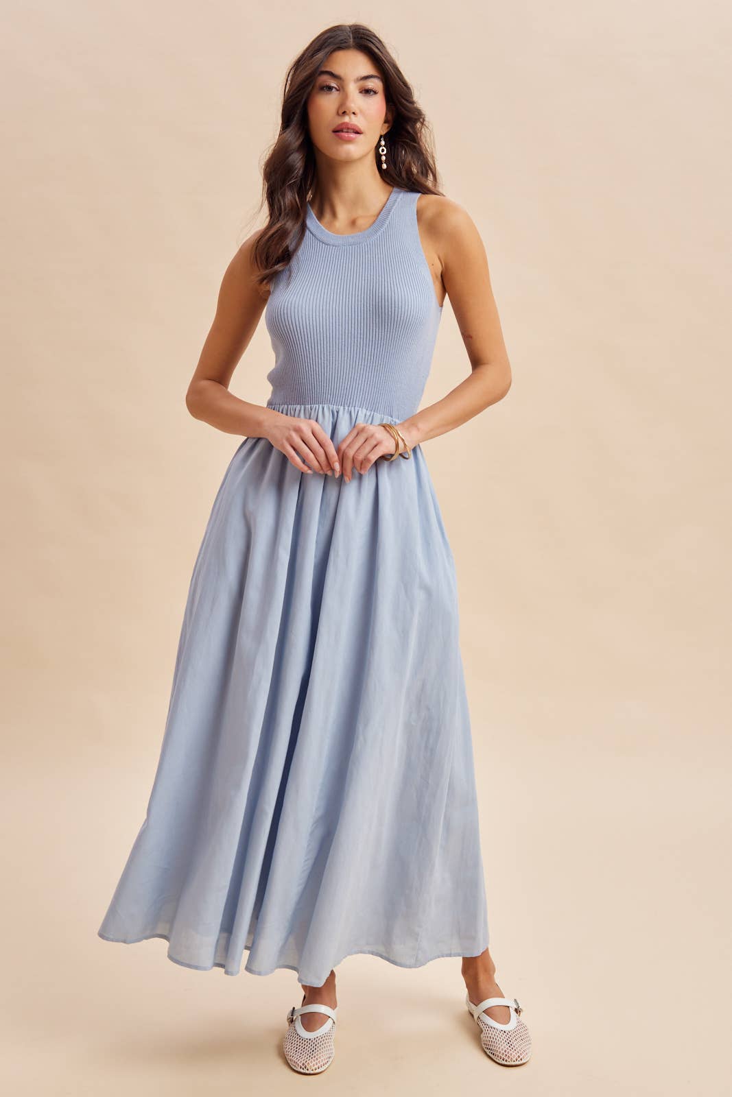 Rosalie Tank Midi Dress ~ Blue Aura