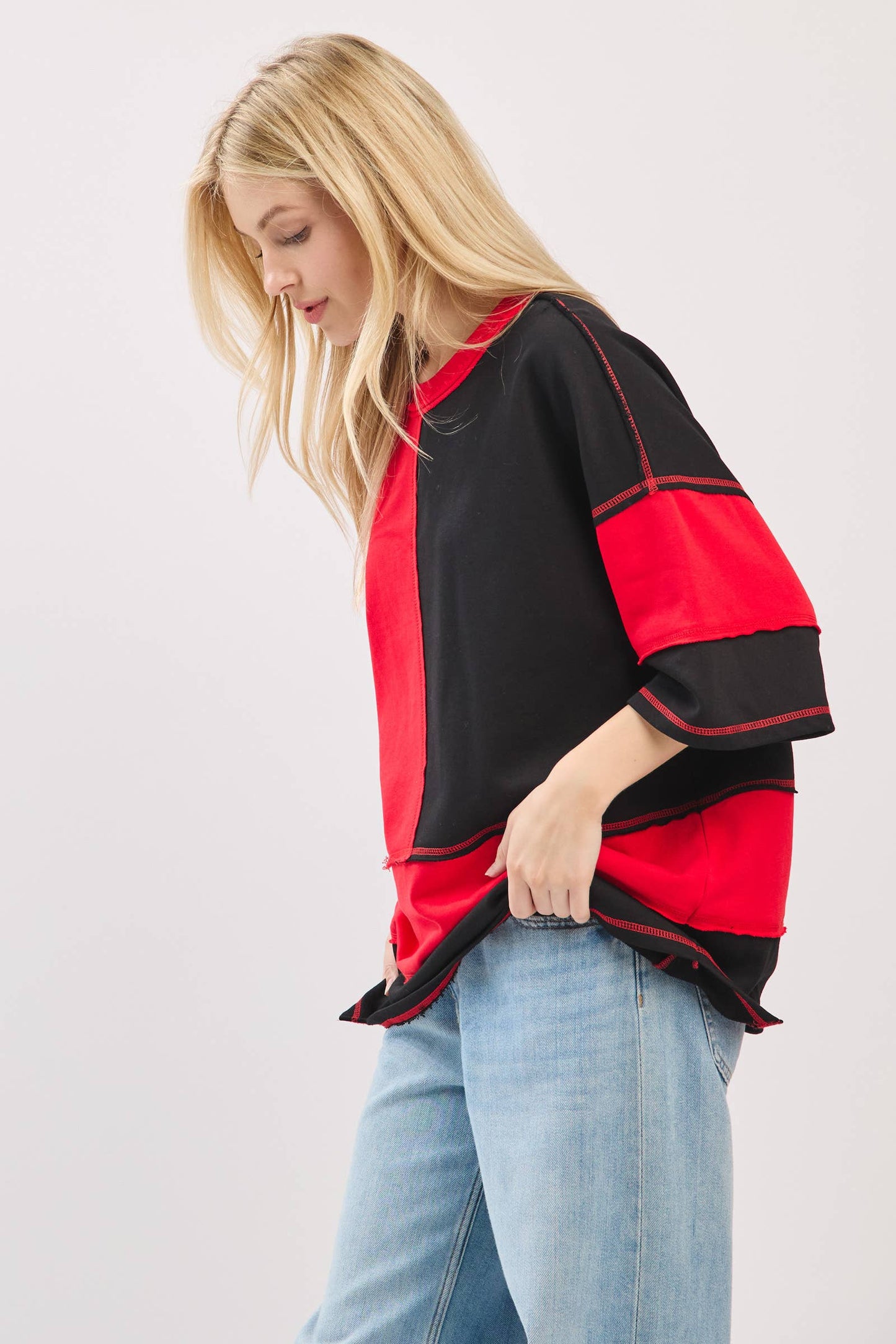 Georgia Color Block Gameday Tee ~ Red/Black