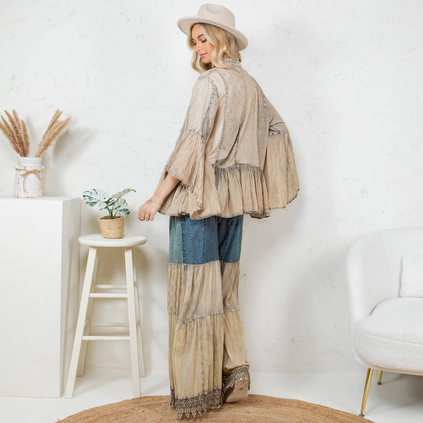 Emma Boho Frill & Flow Kimono ~ Latte