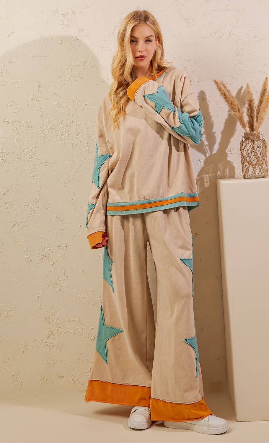 Stardust French Terry Star Pants ~ Sand/Green