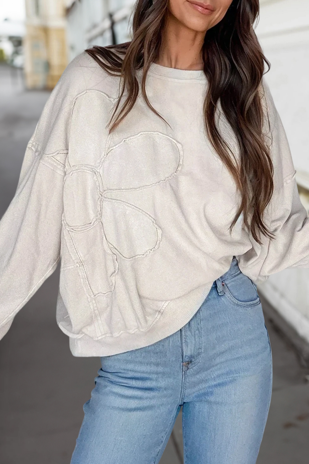 Fae Flower Patch Loose Fit Top ~ Cream