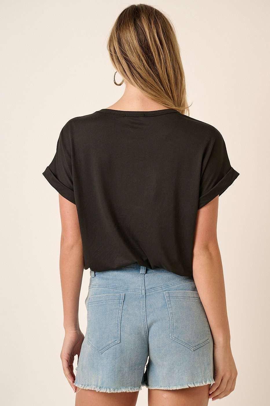Reece Round Neck Dolman Top ~ Black