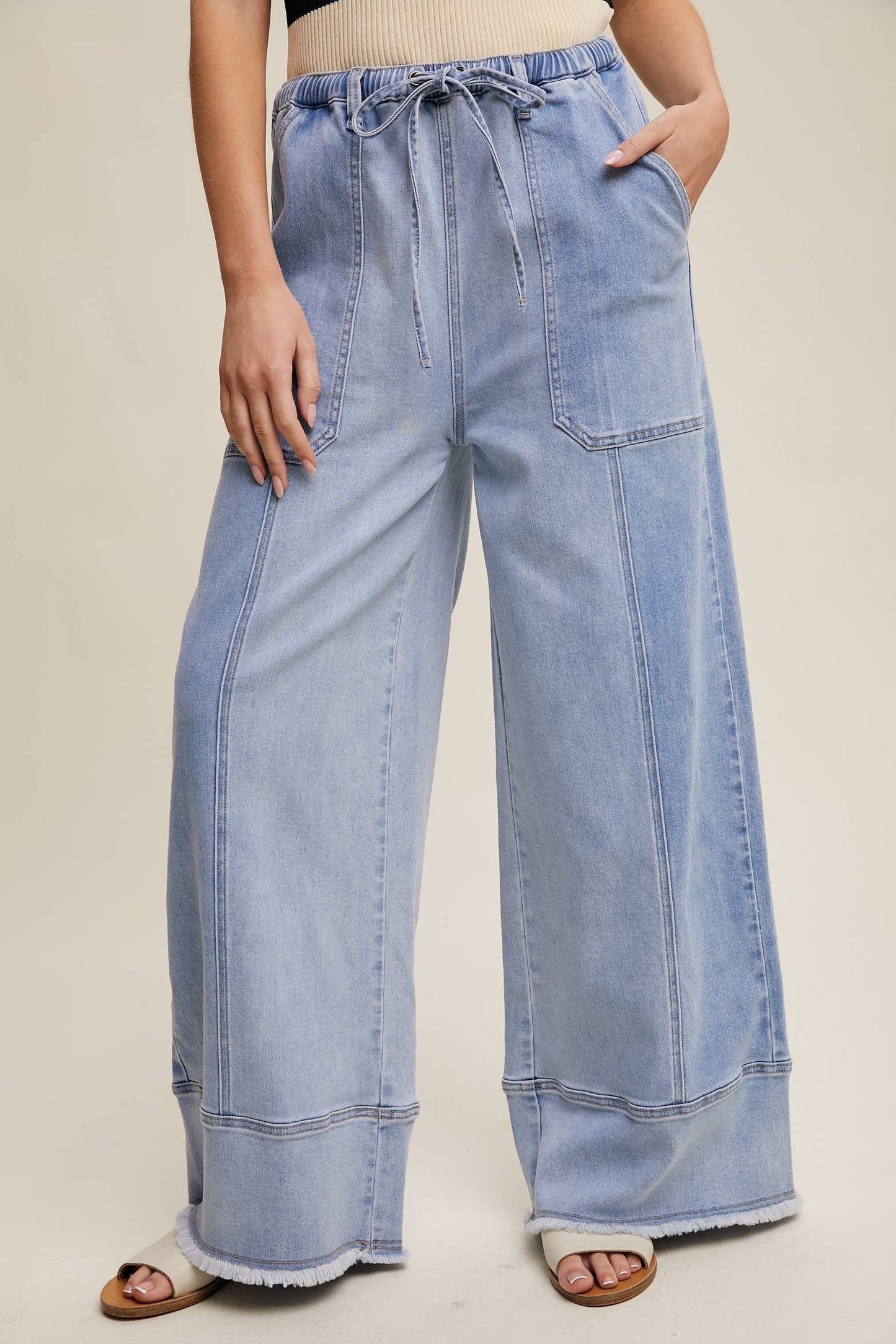 Ryleigh Relaxed Wide Leg Denim Pants ~ Cloud Wash