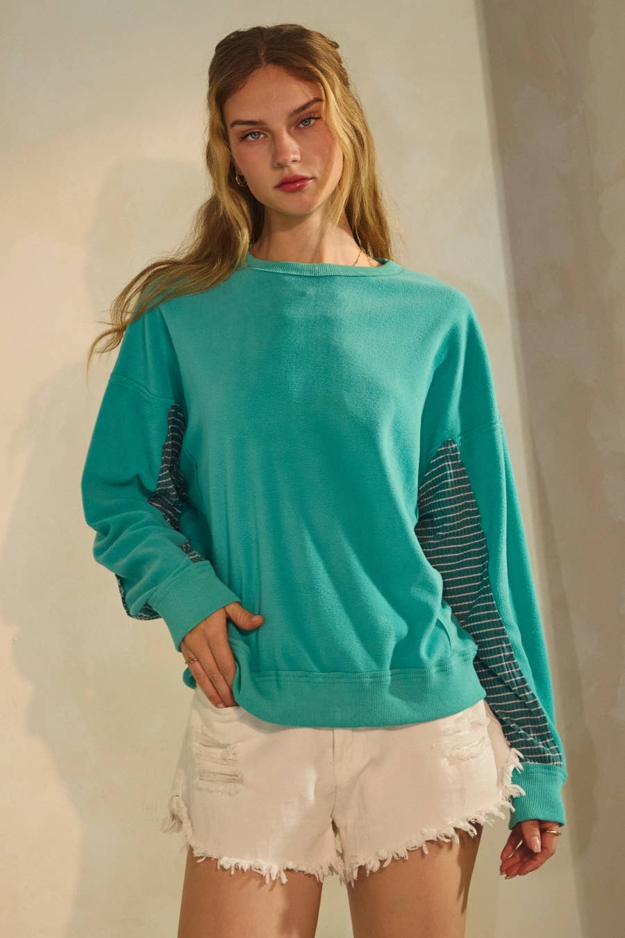 Paige Polar Fleece Crewneck Pullover ~ Aqua Blue