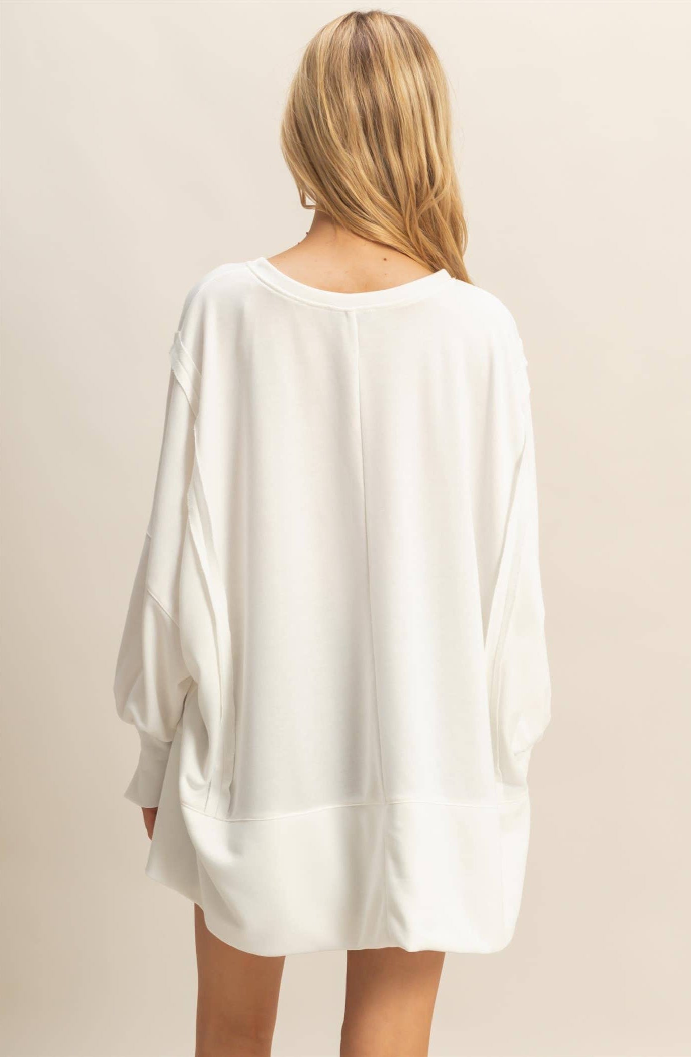 Oliva Oversized Unique Cuff Top ~ Ivory