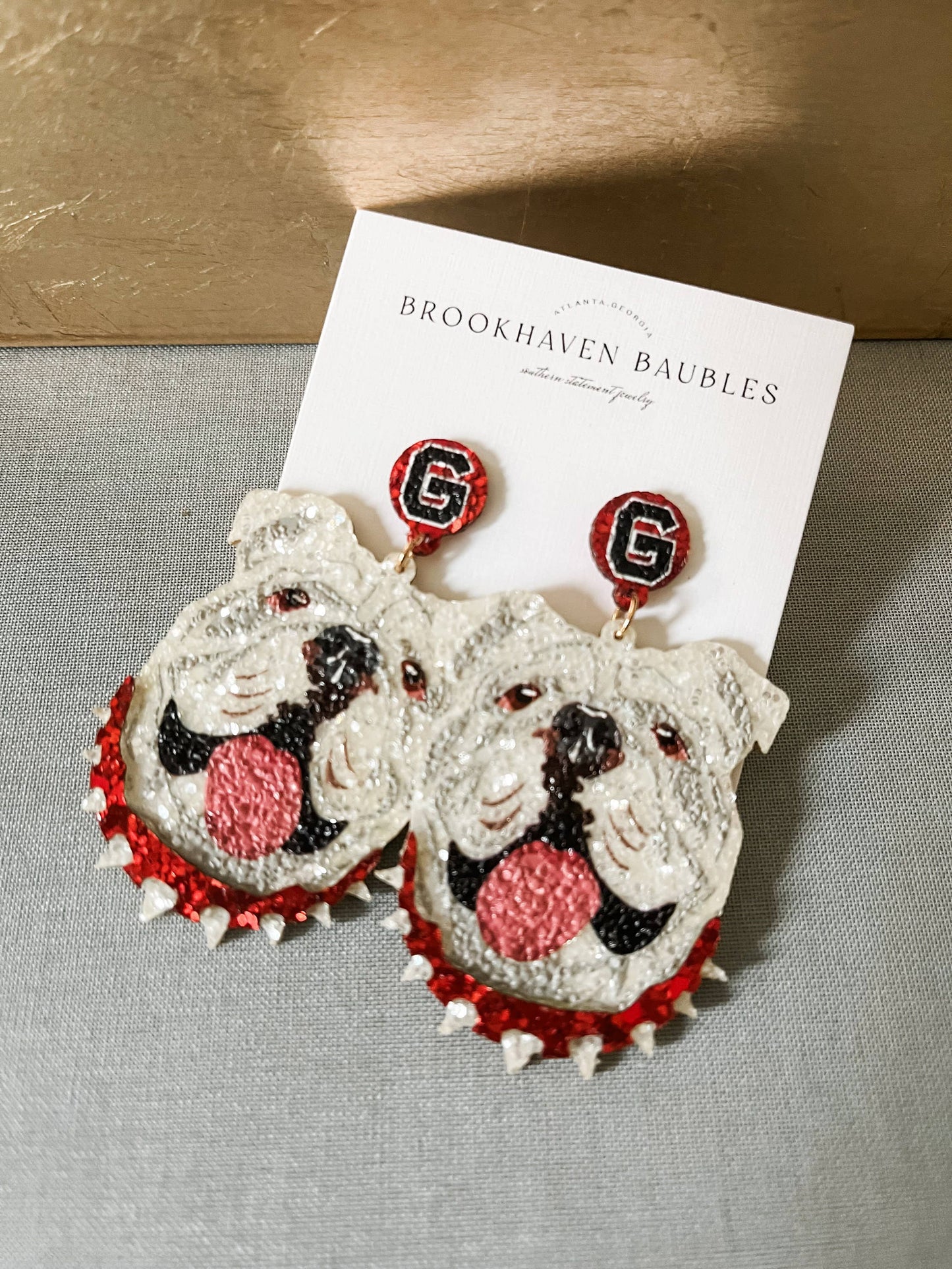 Georgia Bulldog Matte Glitter Statement Earrings