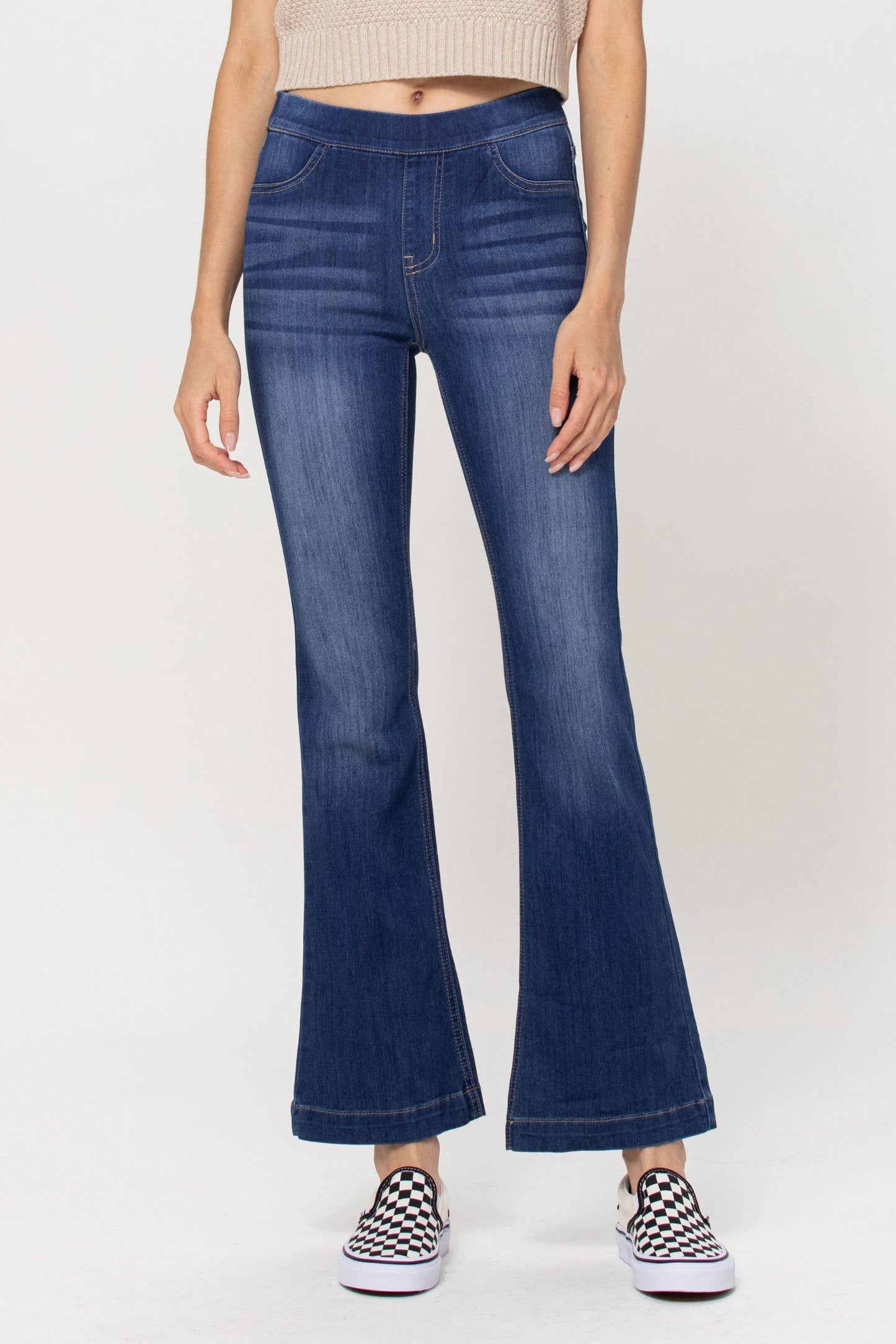 Dakota Flare Pull On Jegging Jeans ~ Dark Denim