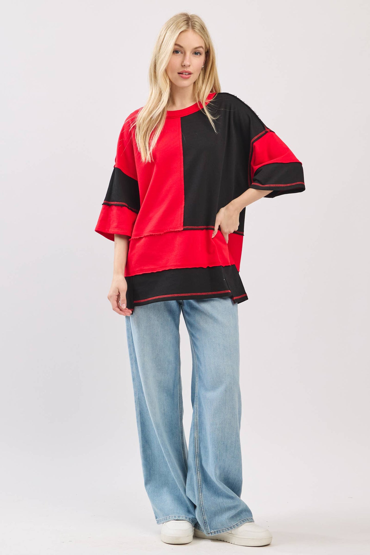 Georgia Color Block Gameday Tee ~ Red/Black