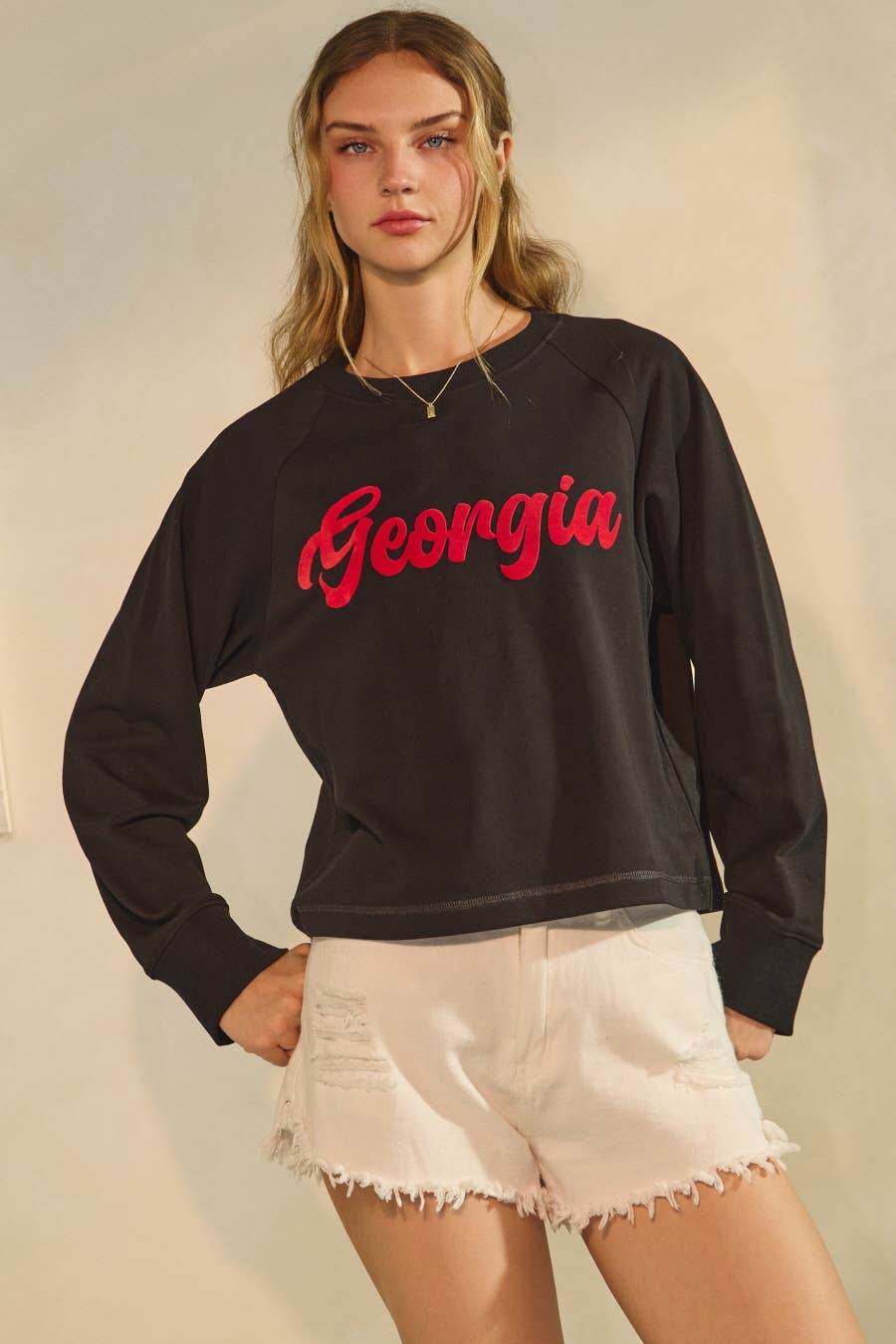 Georgia Cropped State Logo Sweatshirt ~ Black