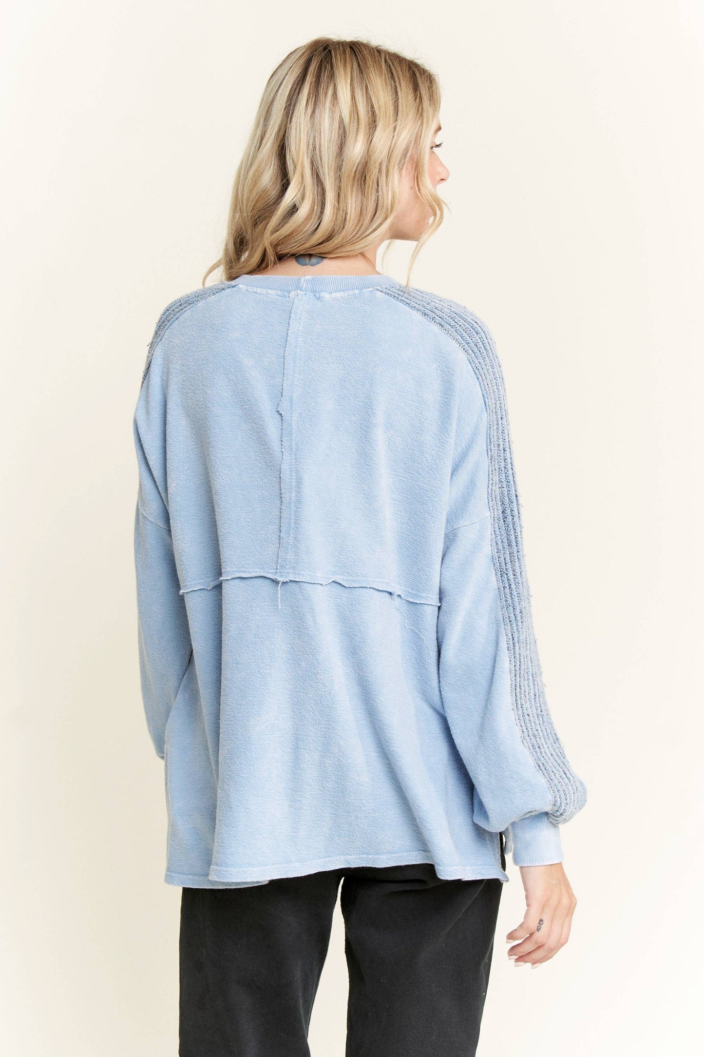 Mia Mineral Wash Melangie Top ~ Powder Blue