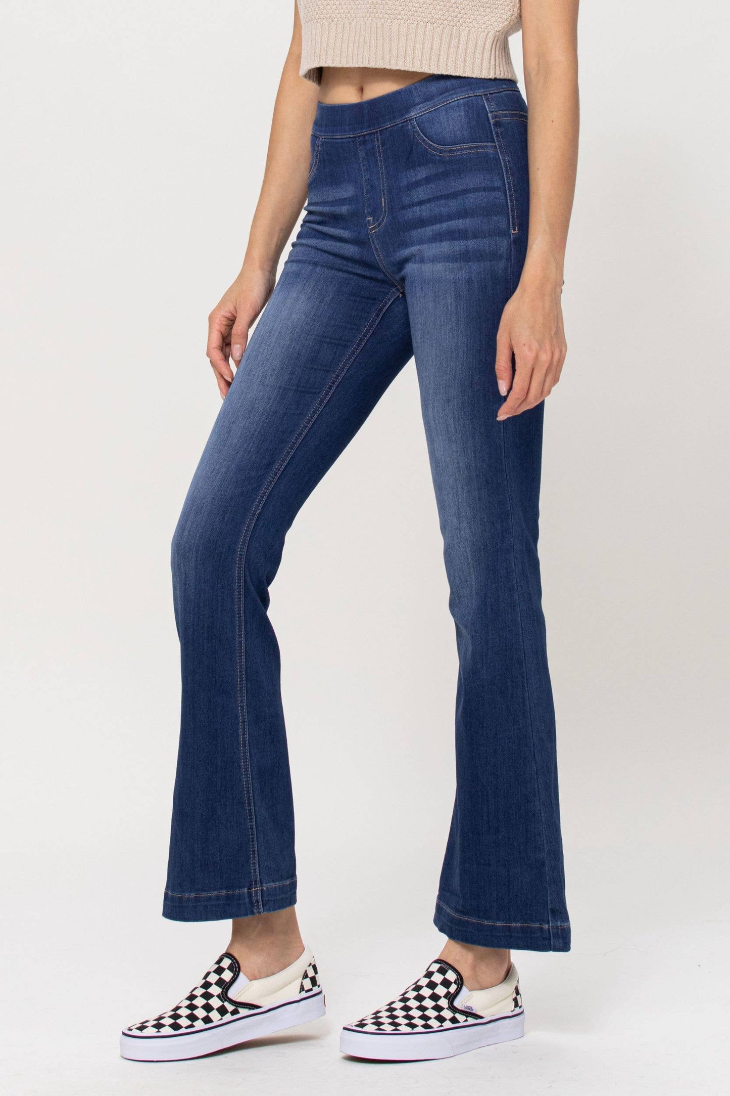 Dakota Flare Pull On Jegging Jeans ~ Dark Denim