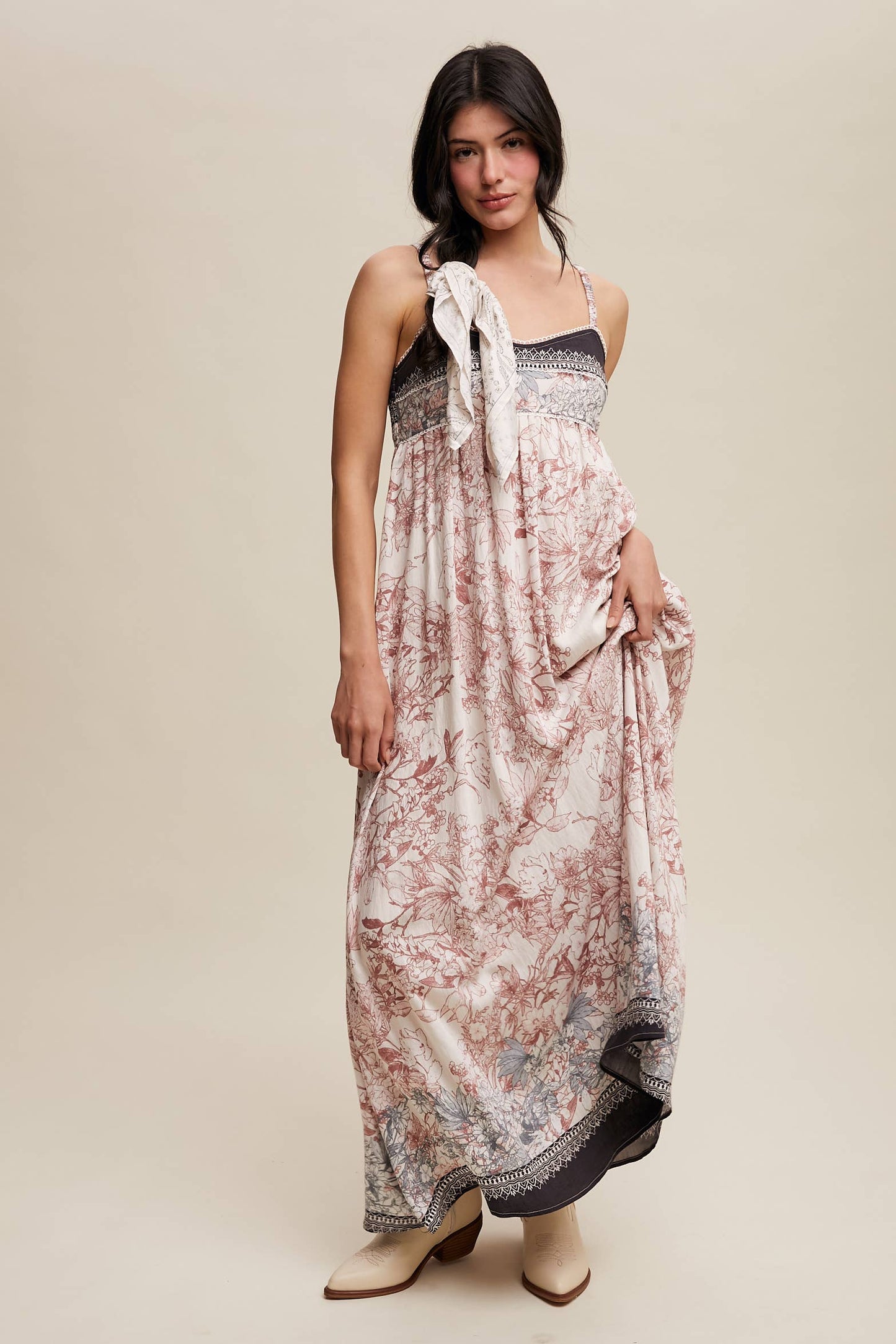 Bethany Ethereal Floral Maxi Dress ~ Charcoal