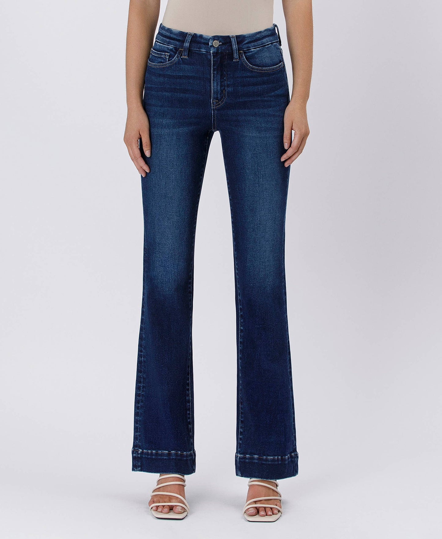 Peyton High Rise Trouser Hem Bootcut Jeans ~ Dark Denim