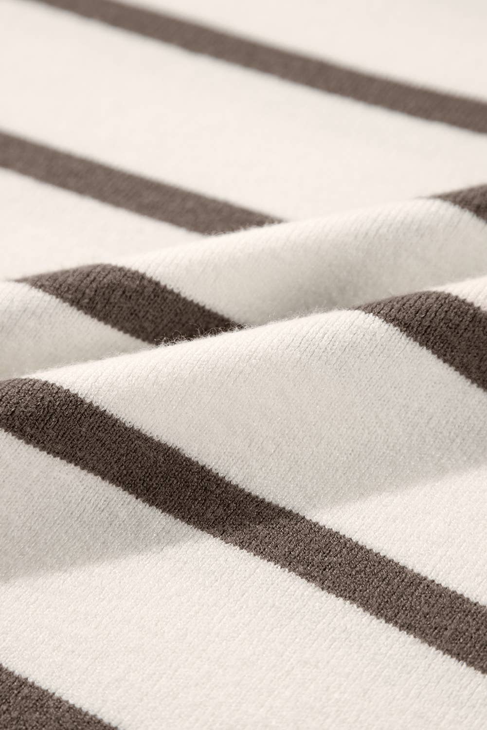 Stacey Striped Side Slits Short Sleeve Sweater Top ~ Cream