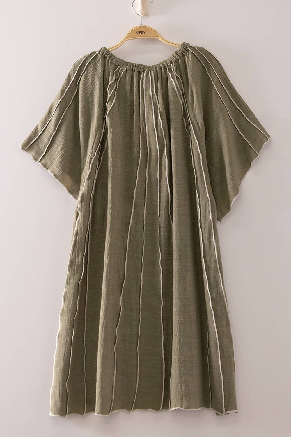 Shaylie Seam Detail Woven Mini Dress ~ Olive