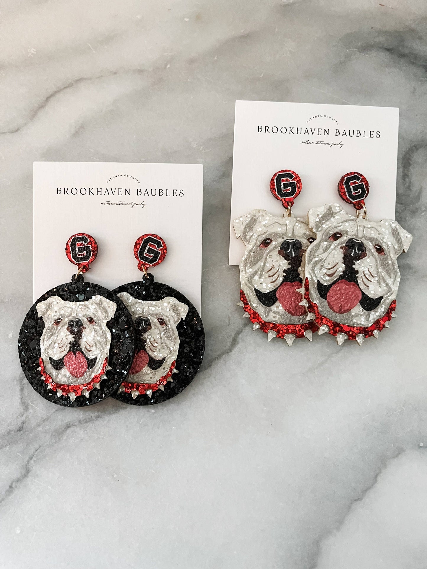 Georgia Bulldog Matte Glitter Statement Earrings
