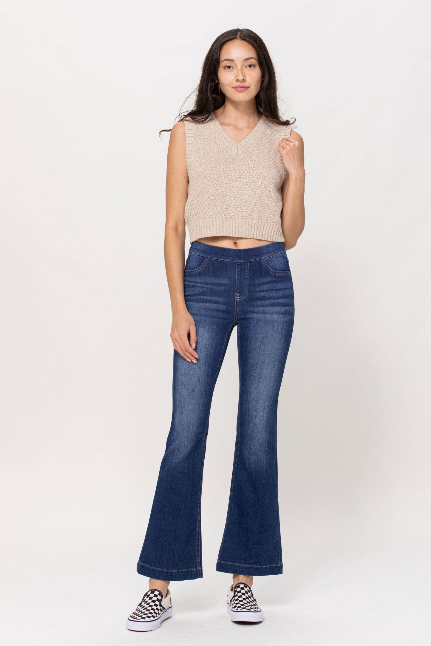 Dakota Flare Pull On Jegging Jeans ~ Dark Denim