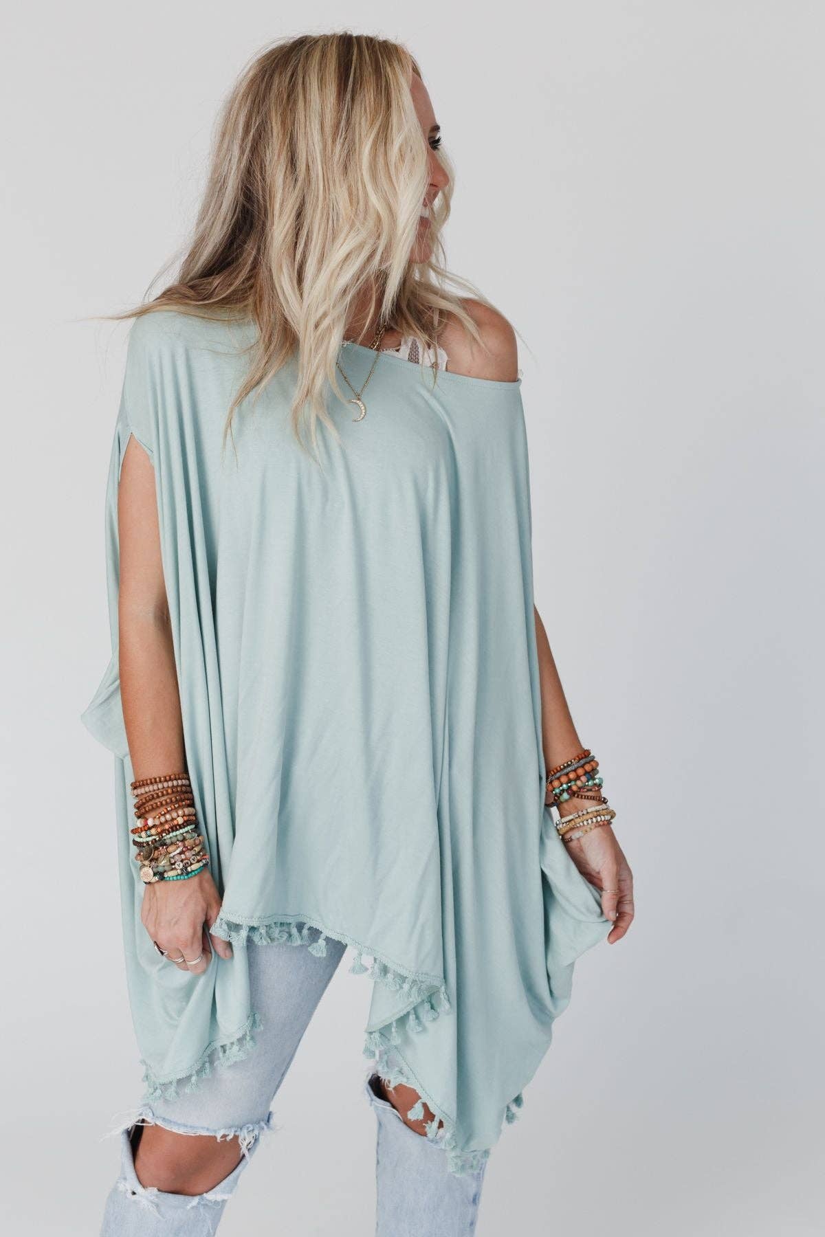 The Wren Tassel Tunic ~ Seafoam