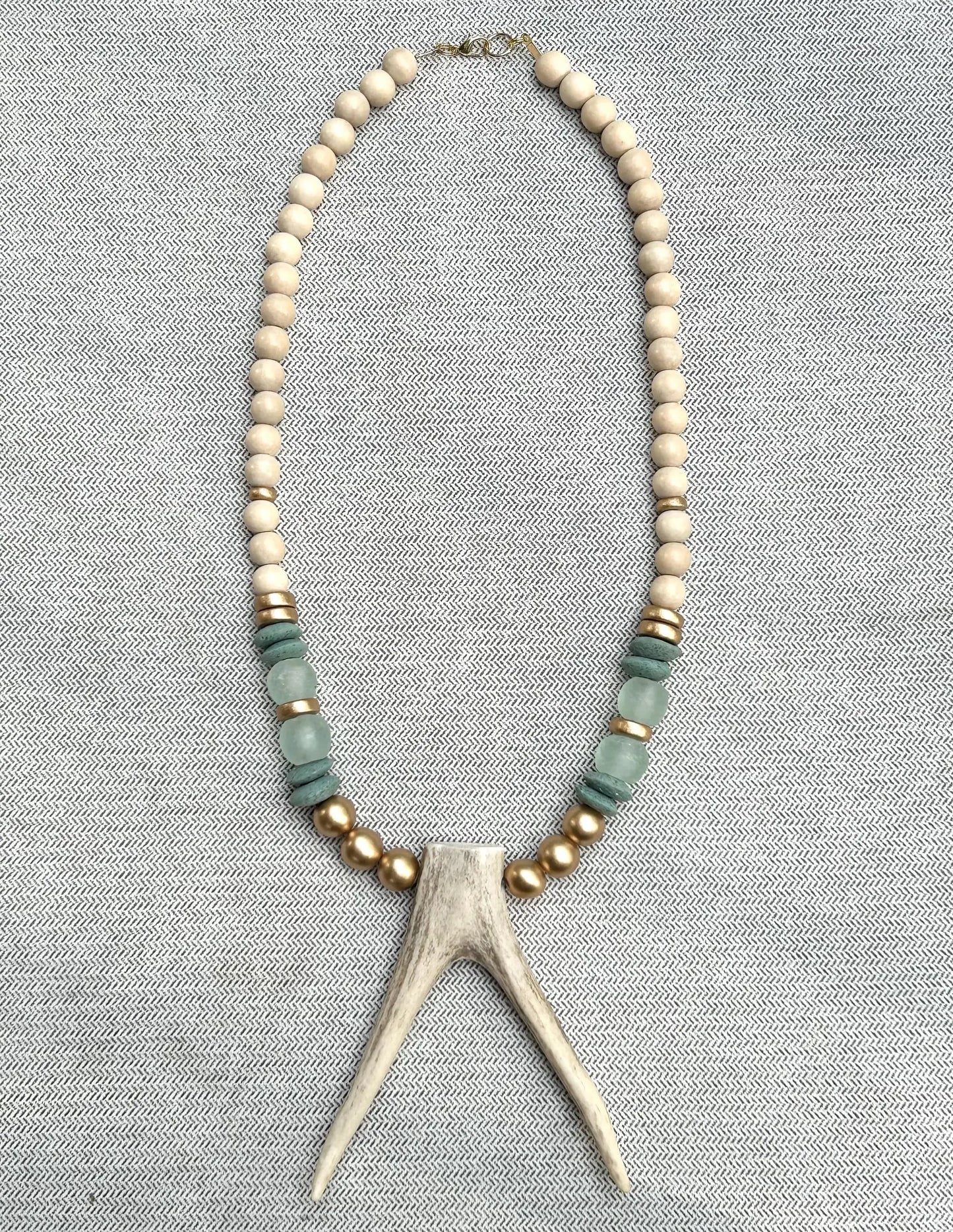 Deer Antler Wooden Beaded Necklace