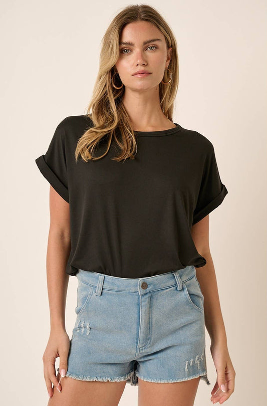 Reece Round Neck Dolman Top ~ Black