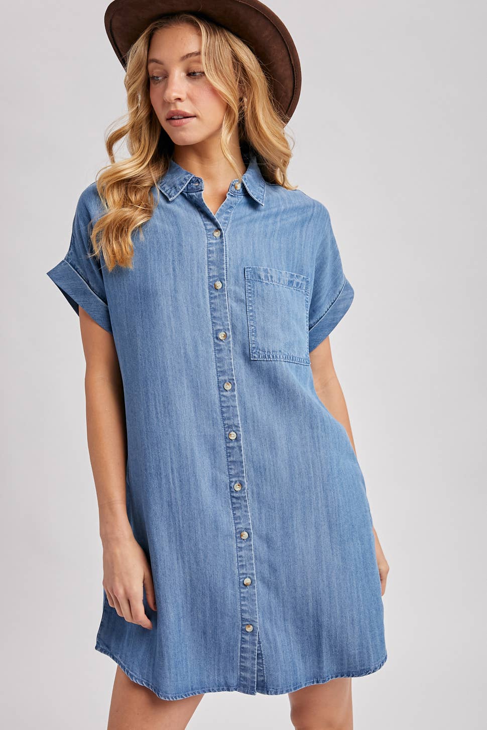 Everlee  Button Down Shirt Dress ~ Denim