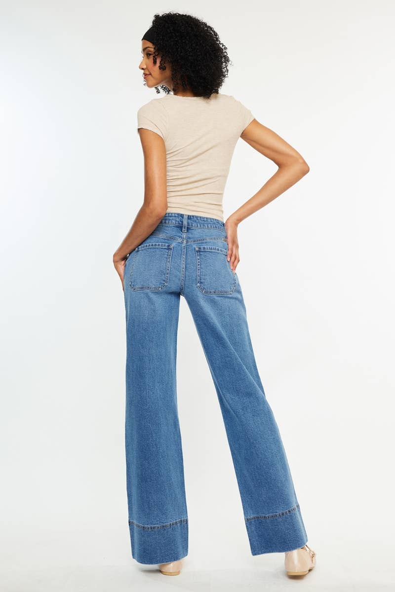 Sherry Mid Rise Wide Leg Jeans ~ Dark Denim