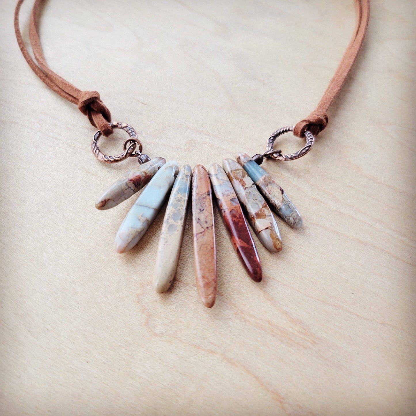 Aqua Terra Stone Slab Leather Cord Necklace