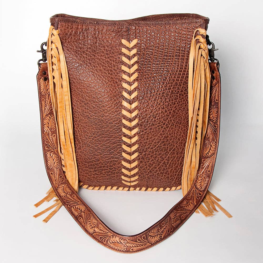 Western Genuine Leather & Fringe Crossbody Bag