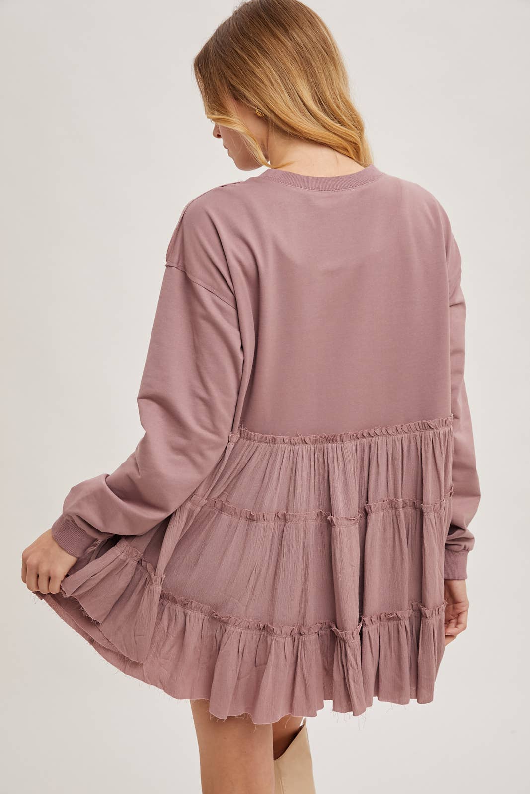 Tinsley Tiered Ruffle Hem Top ~ Mauve
