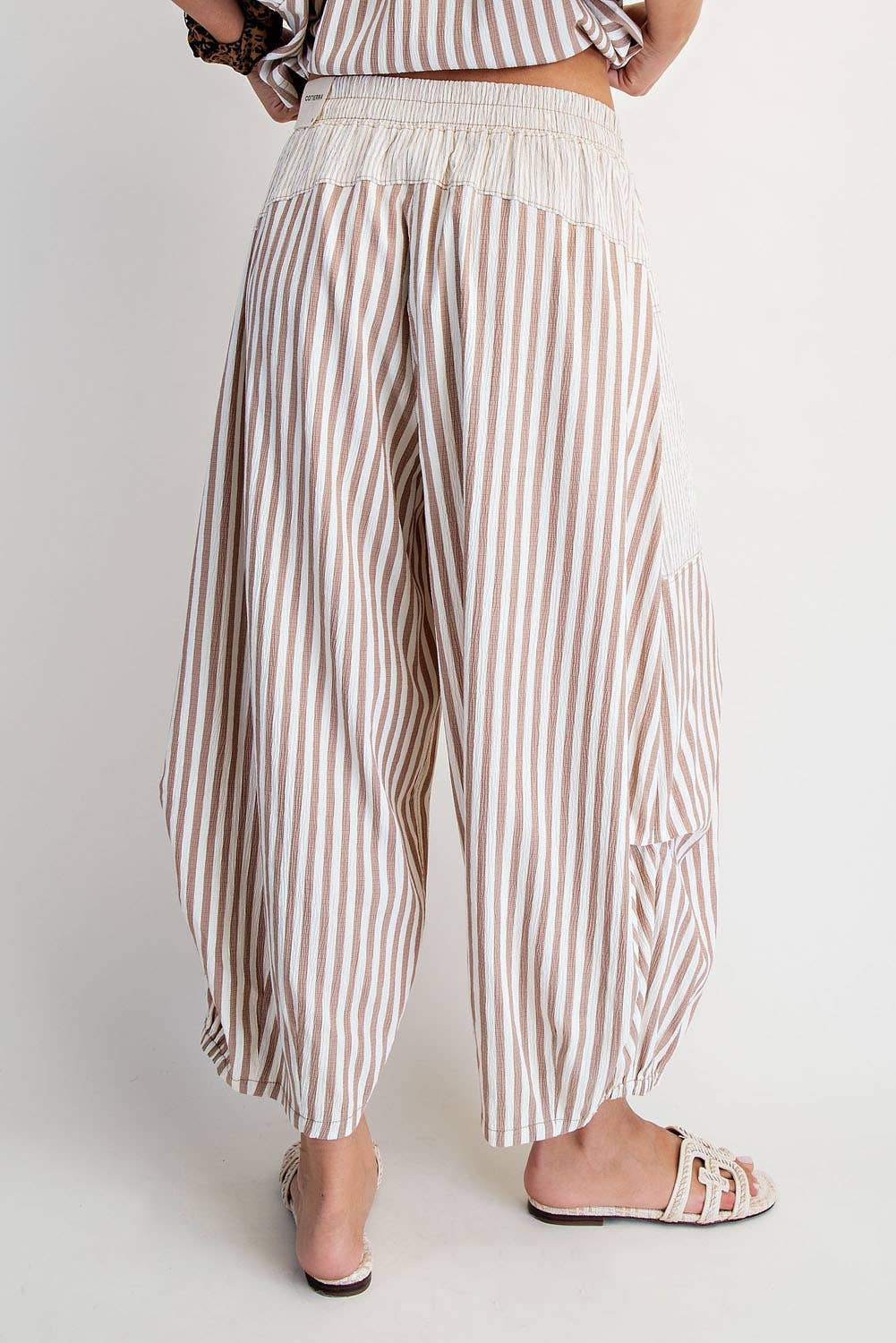 Blair Striped Cropped Pants ~ Mocha Mousse