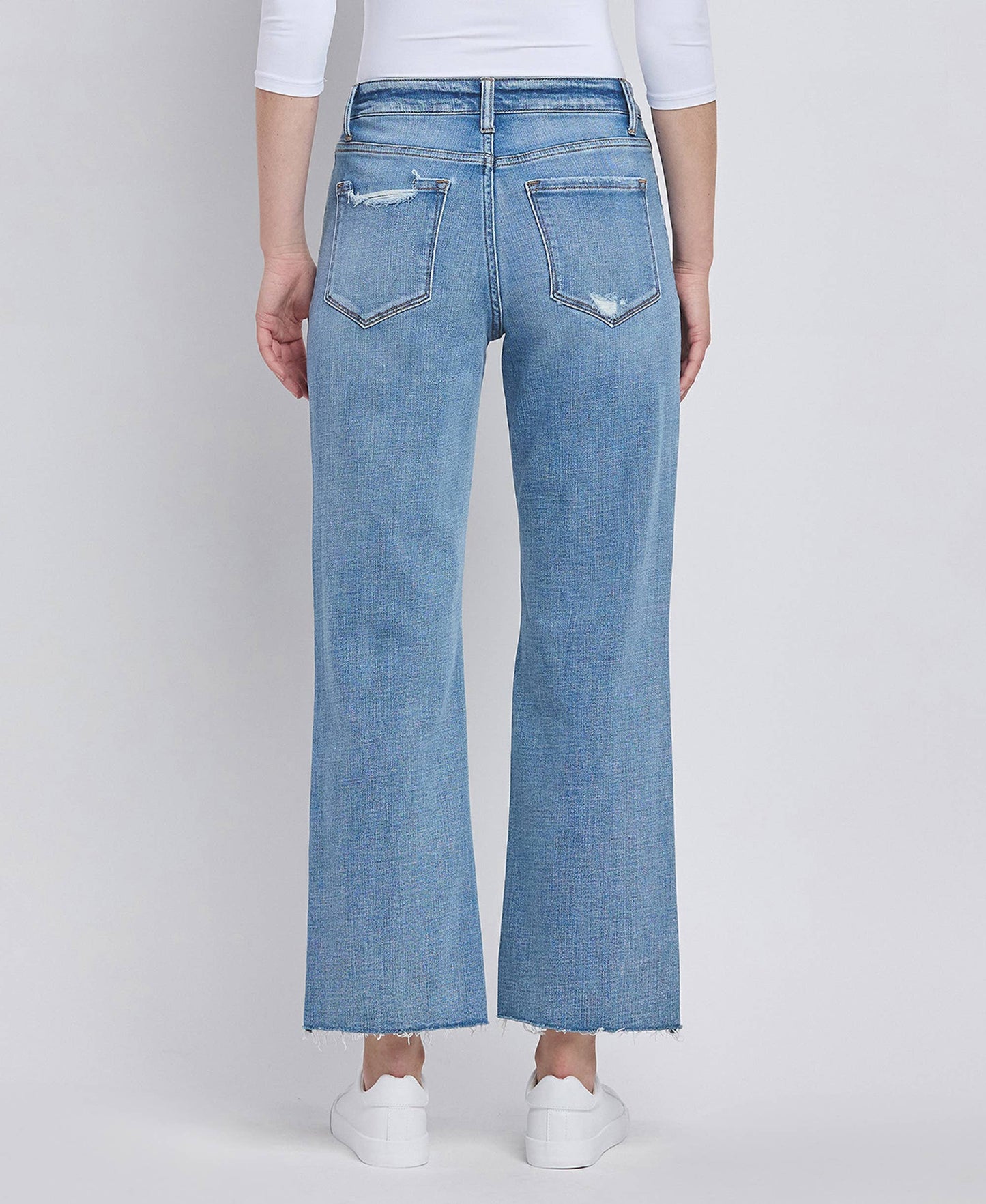 Lola High Rise Crop Slim Wide Leg Jeans ~ Light Denim