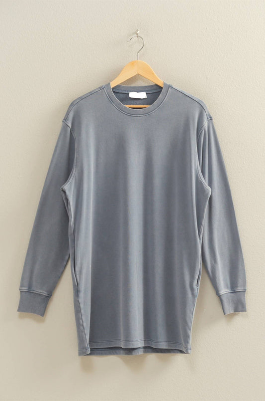 Mickie Mineral Washed Sweatshirt Dress ~ Dusty Navy