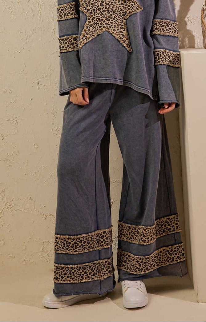 Lucia Leopard Star Mineral Wash Pants ~ Denim