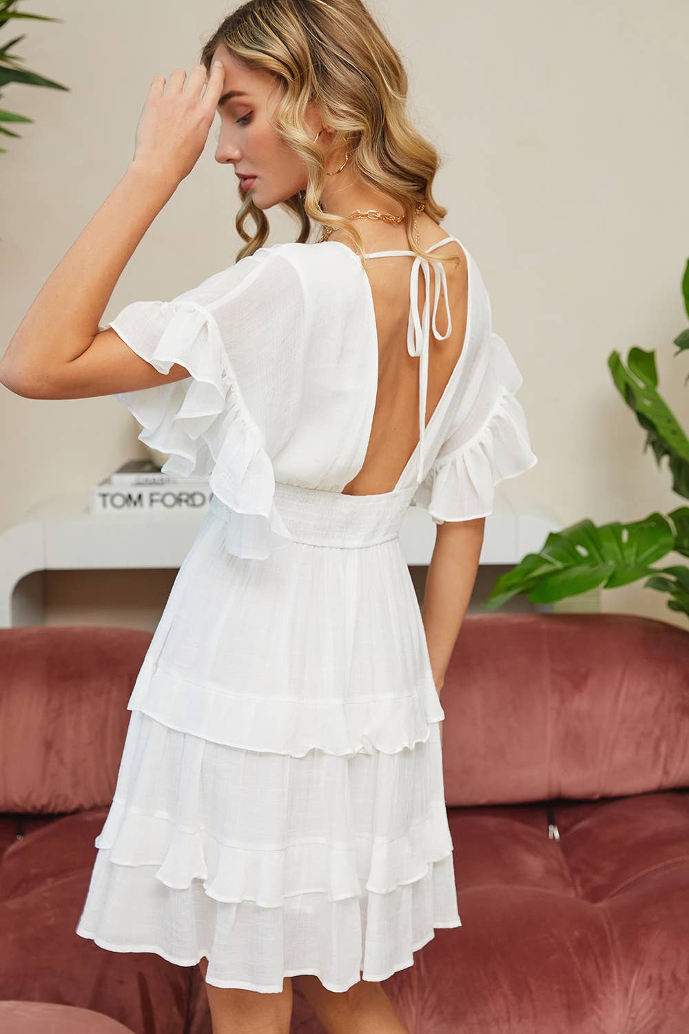 Harper Ruffle Tiered Mini Dress ~ White