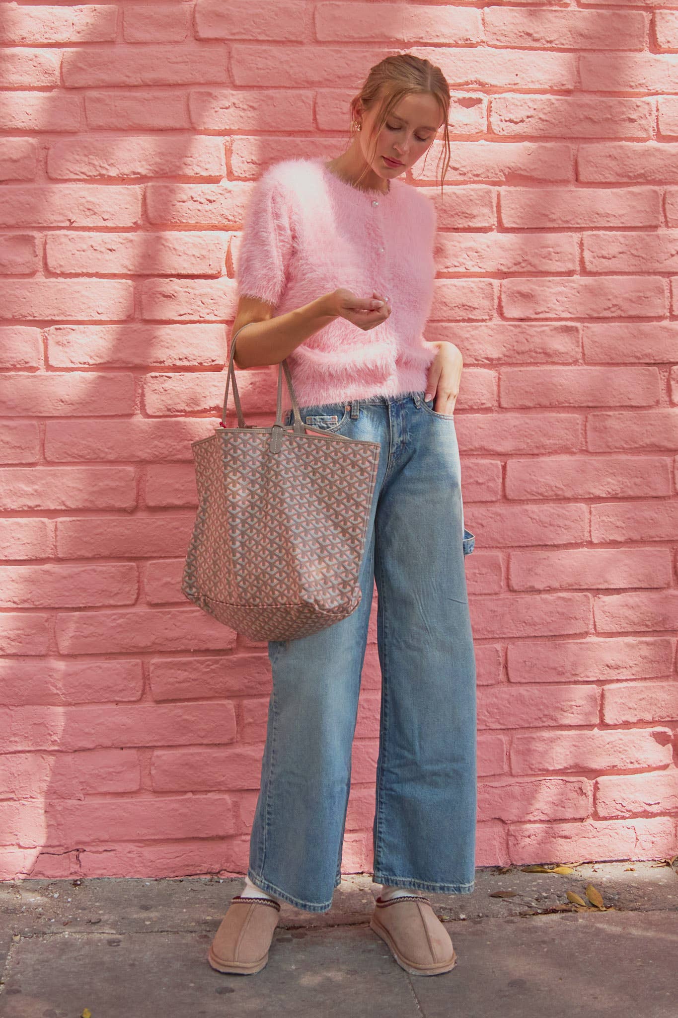 Maddie Mohair Knit Sweater Cardigan ~ Flamingo