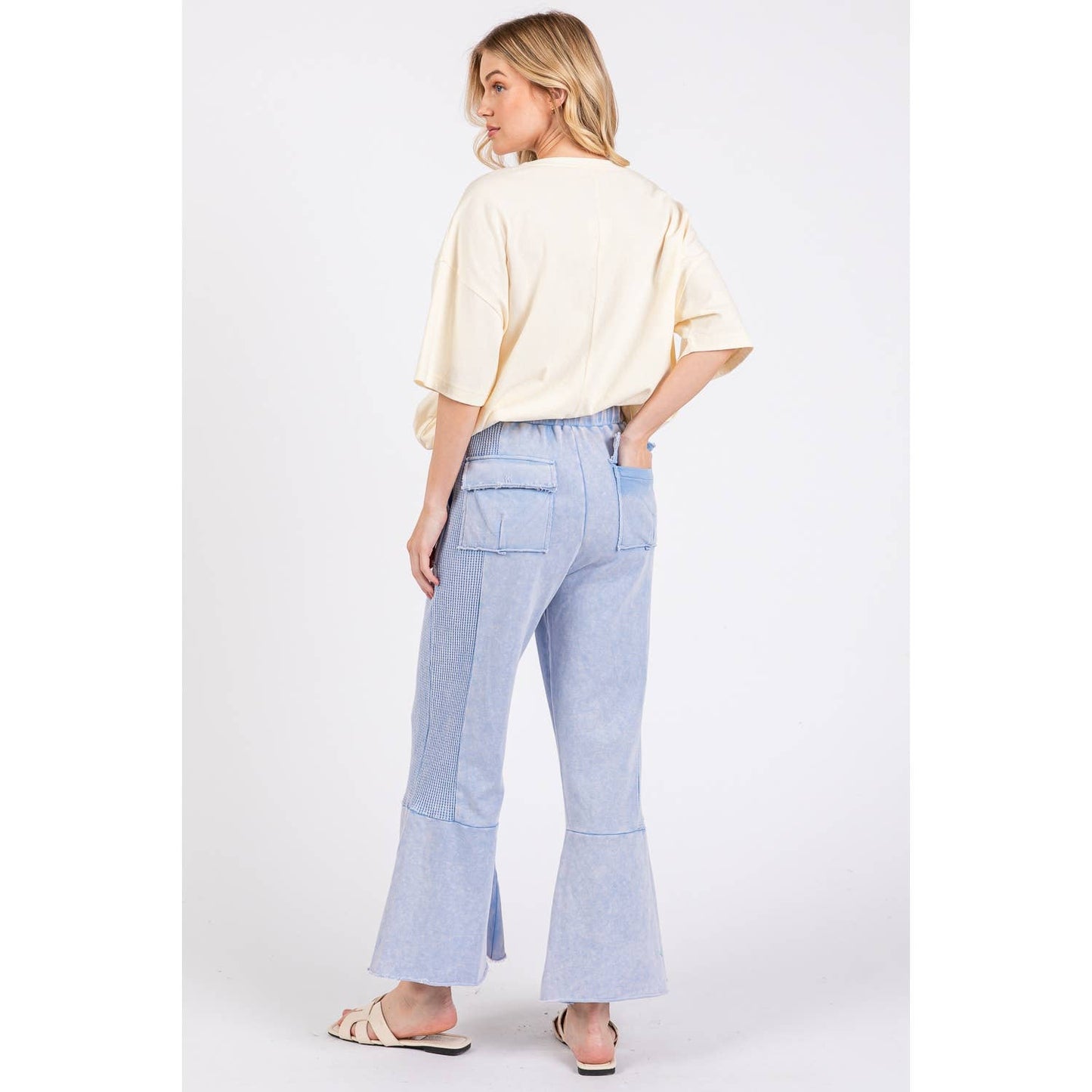 Vivian Vintage Wash Flare Panel Pants ~ Periwinkle