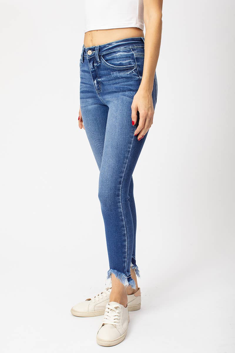 Gemma High Rise Frayed Ankle Skinny Jeans ~ Denim