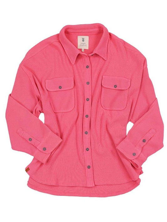 Simply Southern Waffle Knit Shacket ~ Pink