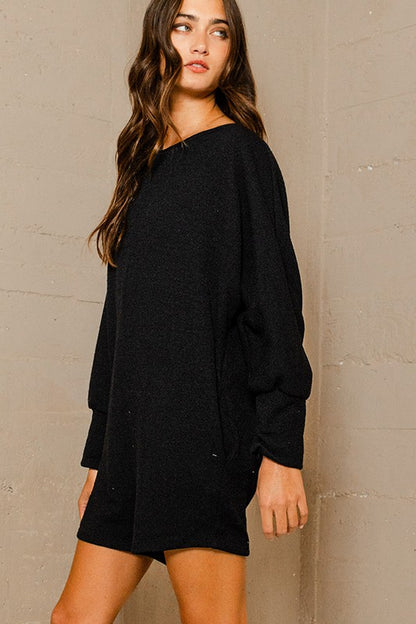 Avery Dolman Sleeve Knit Romper ~ Black