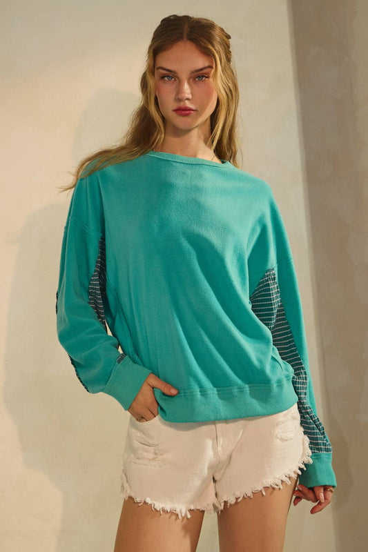 Paige Polar Fleece Crewneck Pullover ~ Aqua Blue